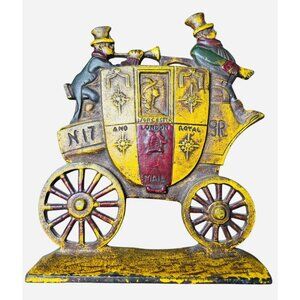 Vintage Nuydea Cast Iron Royal Mail Coach Door Stop‎ / Bookend